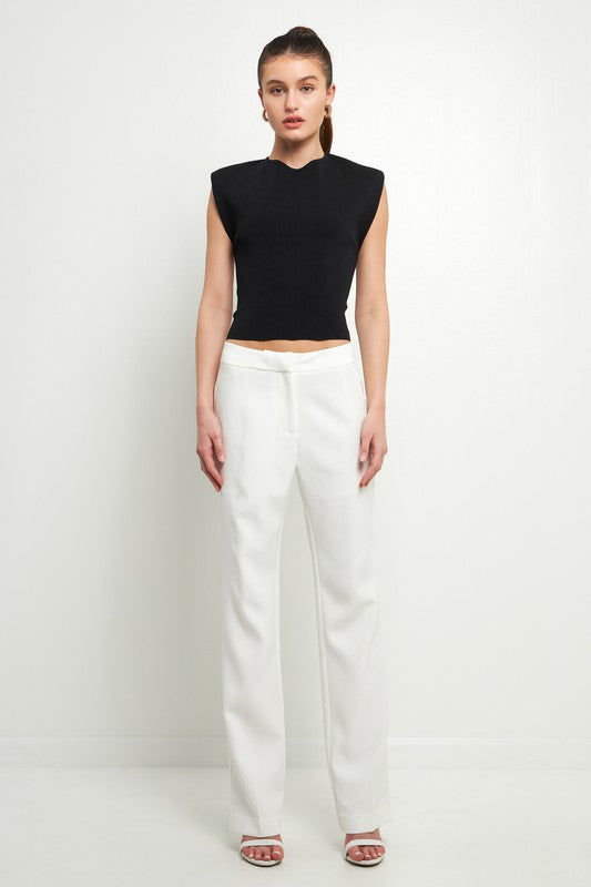 White Full Length Low Rise Pants with Top