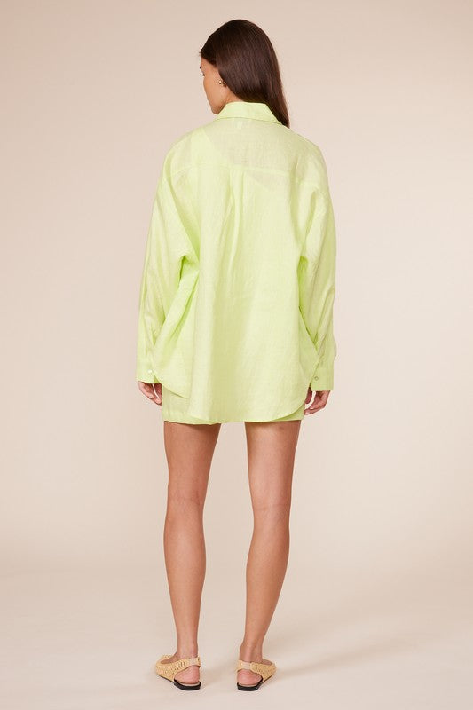 Back View - Lime Toni Button Down Shirt