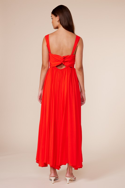 Back View - Red Verona Maxi Dress