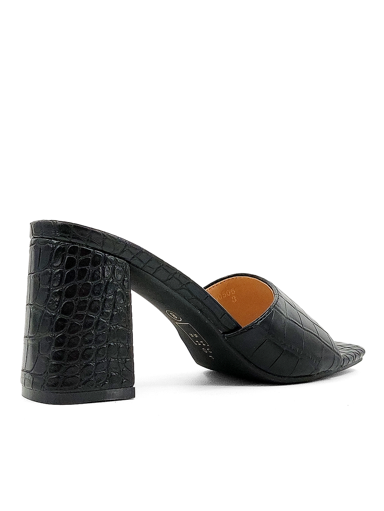 Side View - Hayat Mule Black Croco